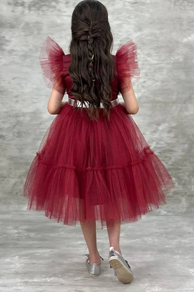 Детское платье для девочек с принтом Wednesday Claret Red Dress Riccotarz, Burgundy — фото 4