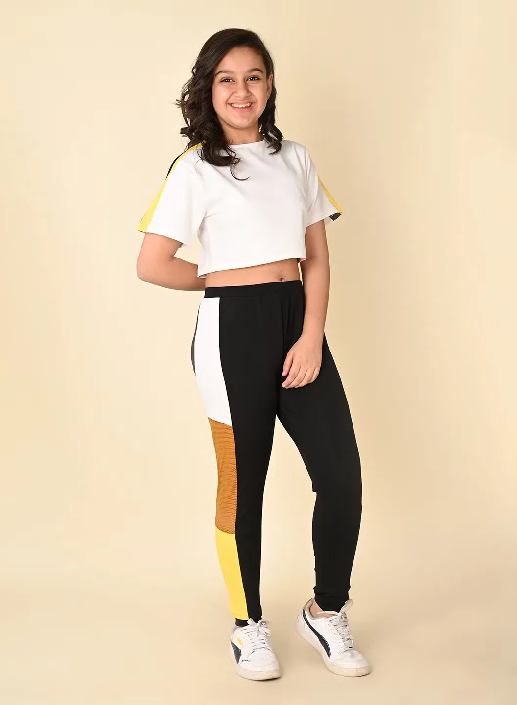 Комплект одежды для девочек с принтом, модель Black girls wear clothing set, Lilpicks, белый — фото 3