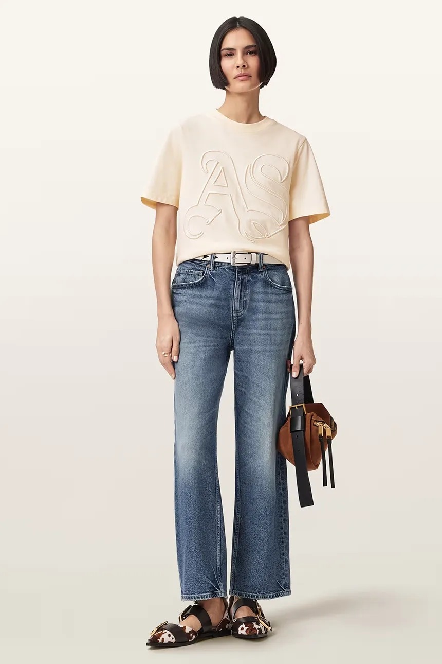 Футболка AllSaints Lisa Embossed Crew Neck, бежевый — фото 4