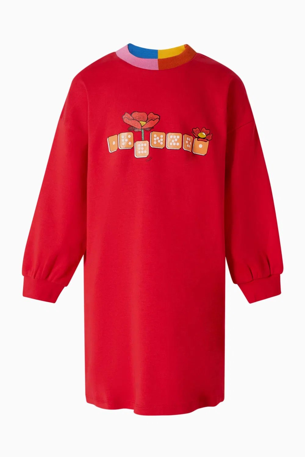 Платье с принтом Dice Flower KENZO KIDS