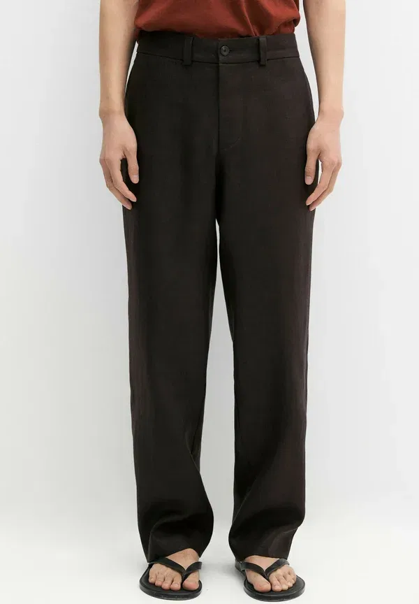 Брюки из льна Trousers Massimo Dutti, темно-коричневый