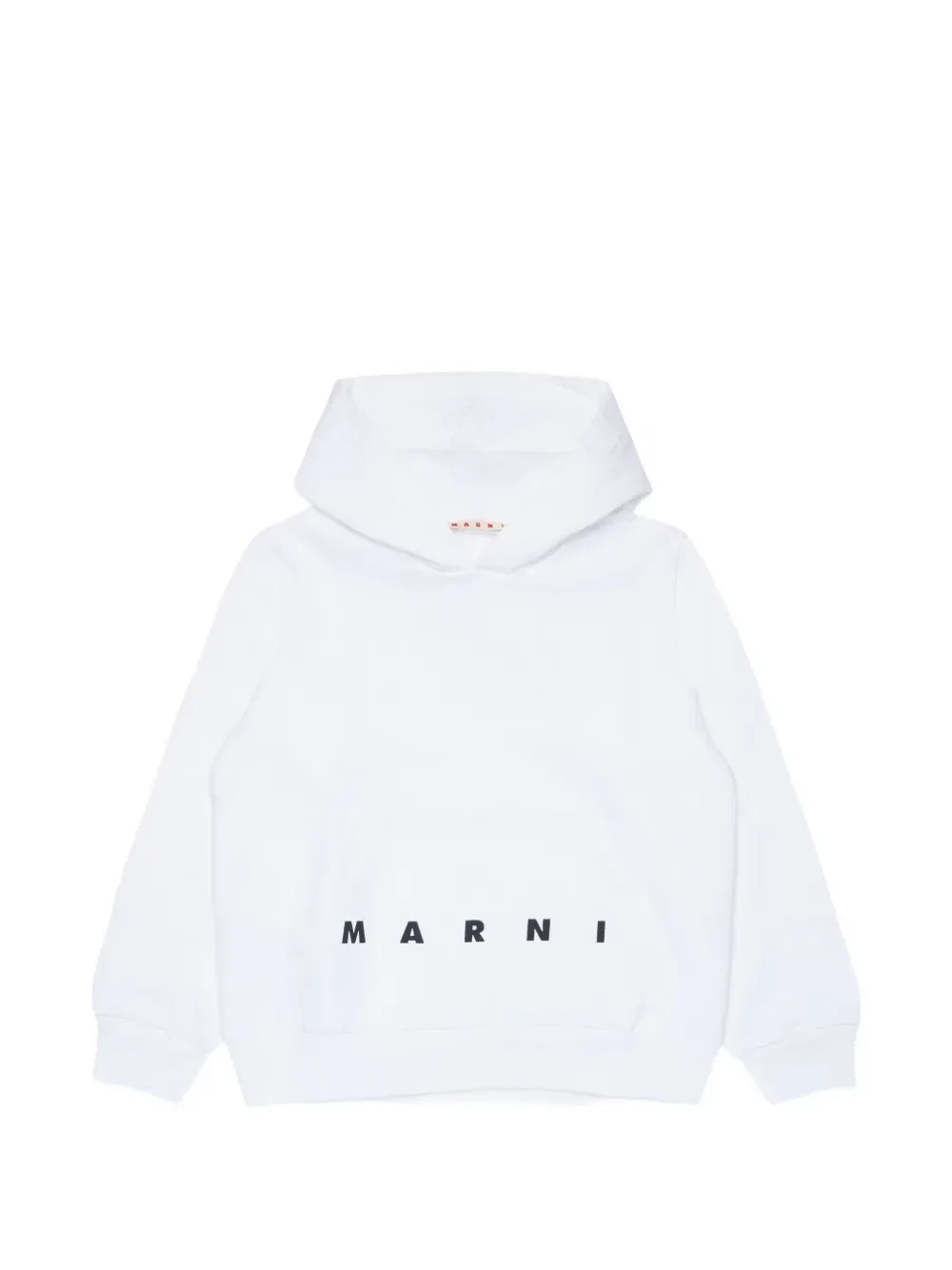 Худи с принтом логипа и карманом-кенгуру Marni Kids, белый
