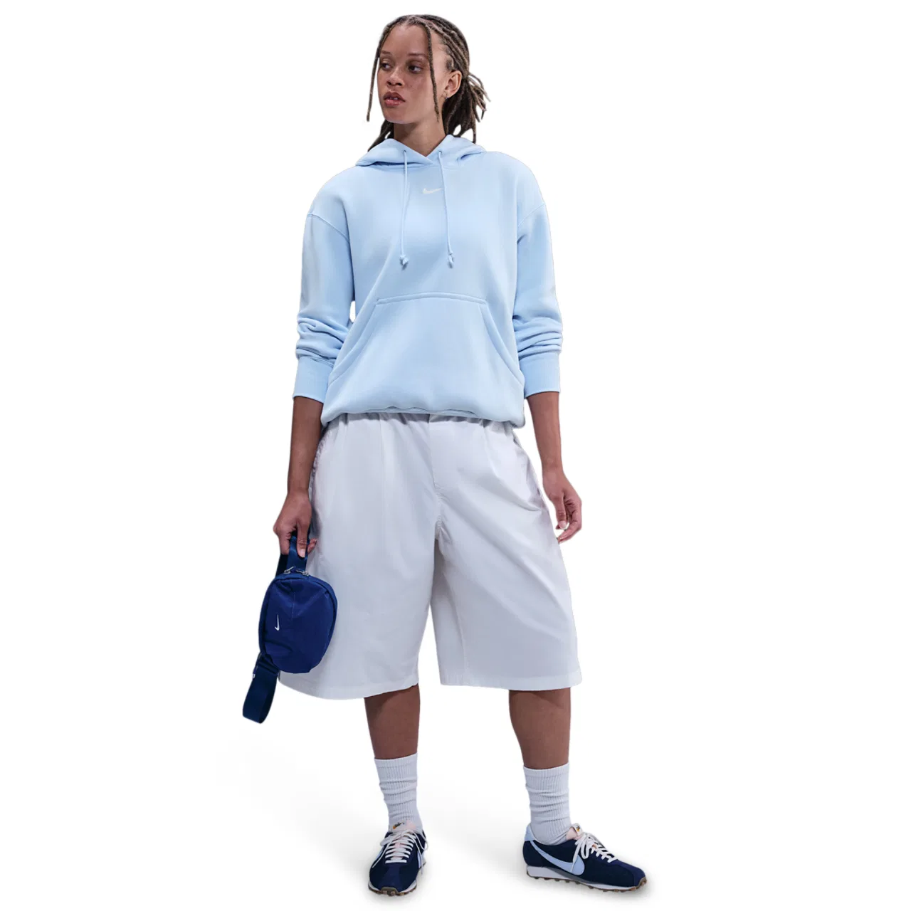 Женское худи Nike Style Fleece Pullover, цвет Sail/Celestine Blue — фото 3