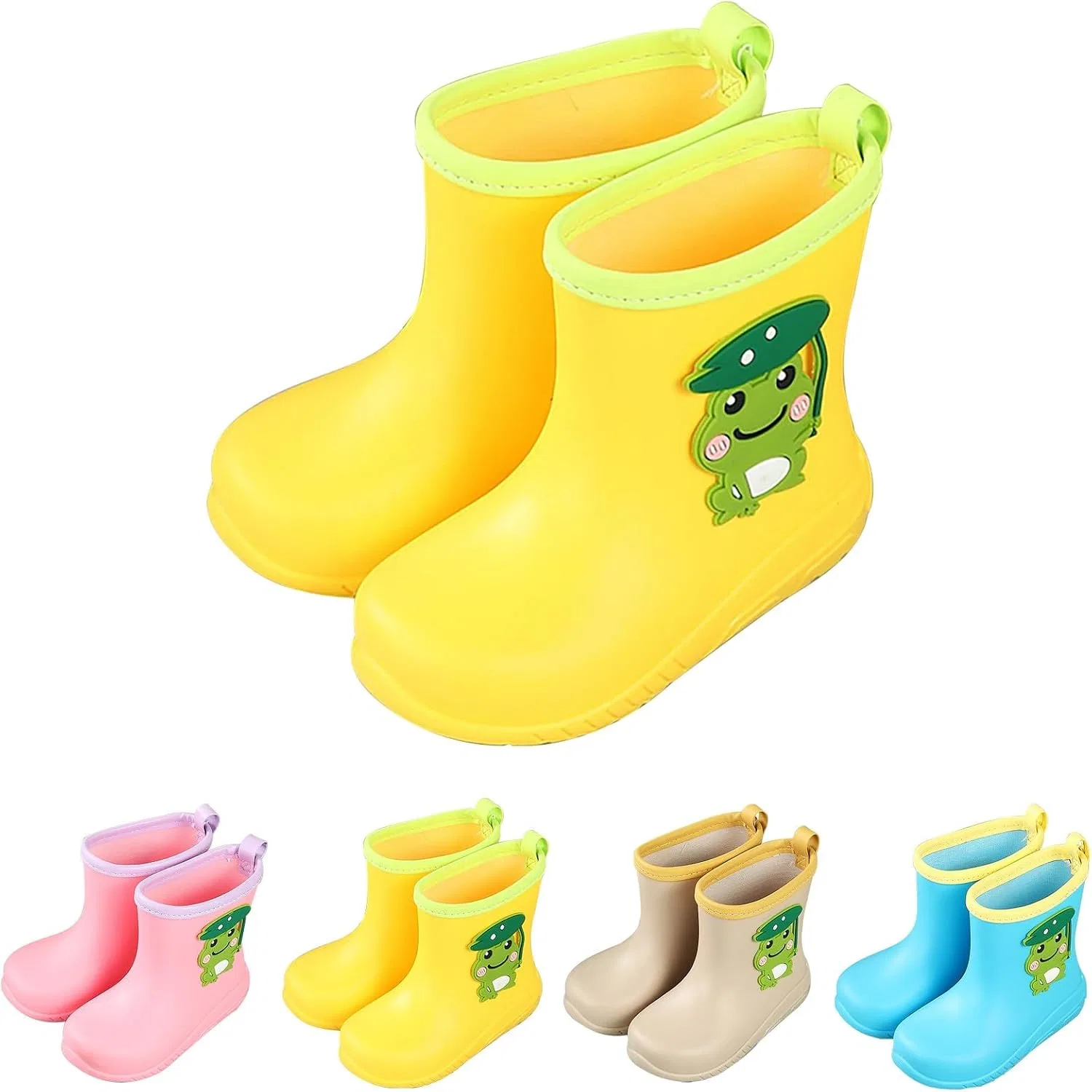 Детские резиновые сапоги для девочек с принтом лягушки Frog Graphic, Yellow — фото 3