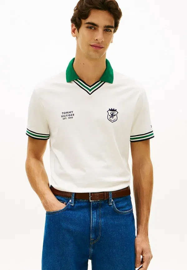 Футболка поло с хлопком Tipped v-neck Tommy Hilfiger, Ivory Petal
