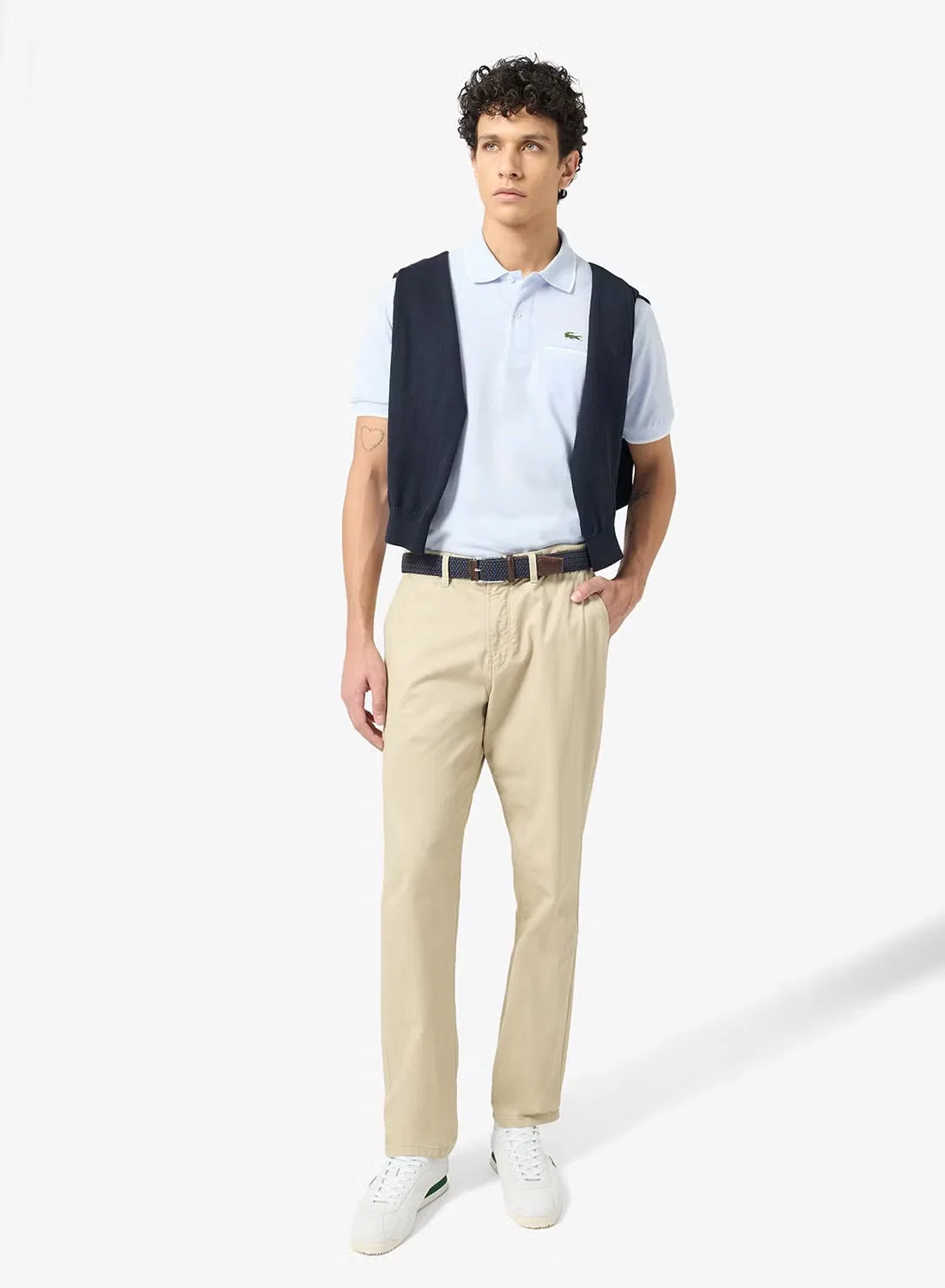 Поло классического кроя с карманом Lacoste, синий — фото 4