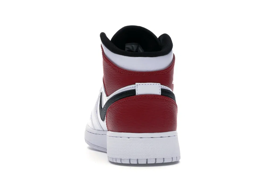 Детские кроссовки с высоким верхом Jordan 1 Mid, White/Black-Gym Red — фото 4