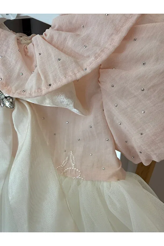 Детское платье для девочек с принтом Babyaden satin bow tulle skirt birthday mevlüt costume Baby Aden, Pink — фото 4