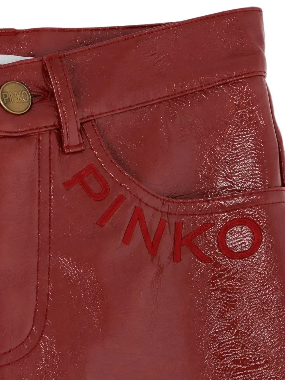 Брюки с покрытием и вышитым логотипом Pinko Kids, красный — фото 3