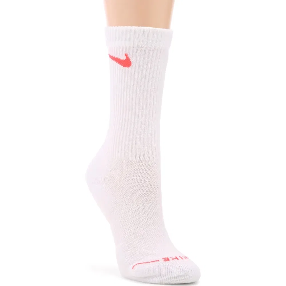 Набор из 6 пар средних повседневных носков с высокой амортизацией Nike, White/Multi Swoosh