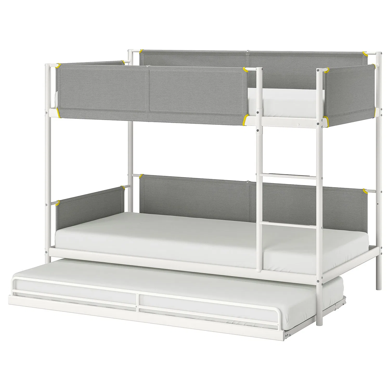 IKEA Vitval Двухъярусная кровать, белая/светло-серая, 90x200 см, с основанием