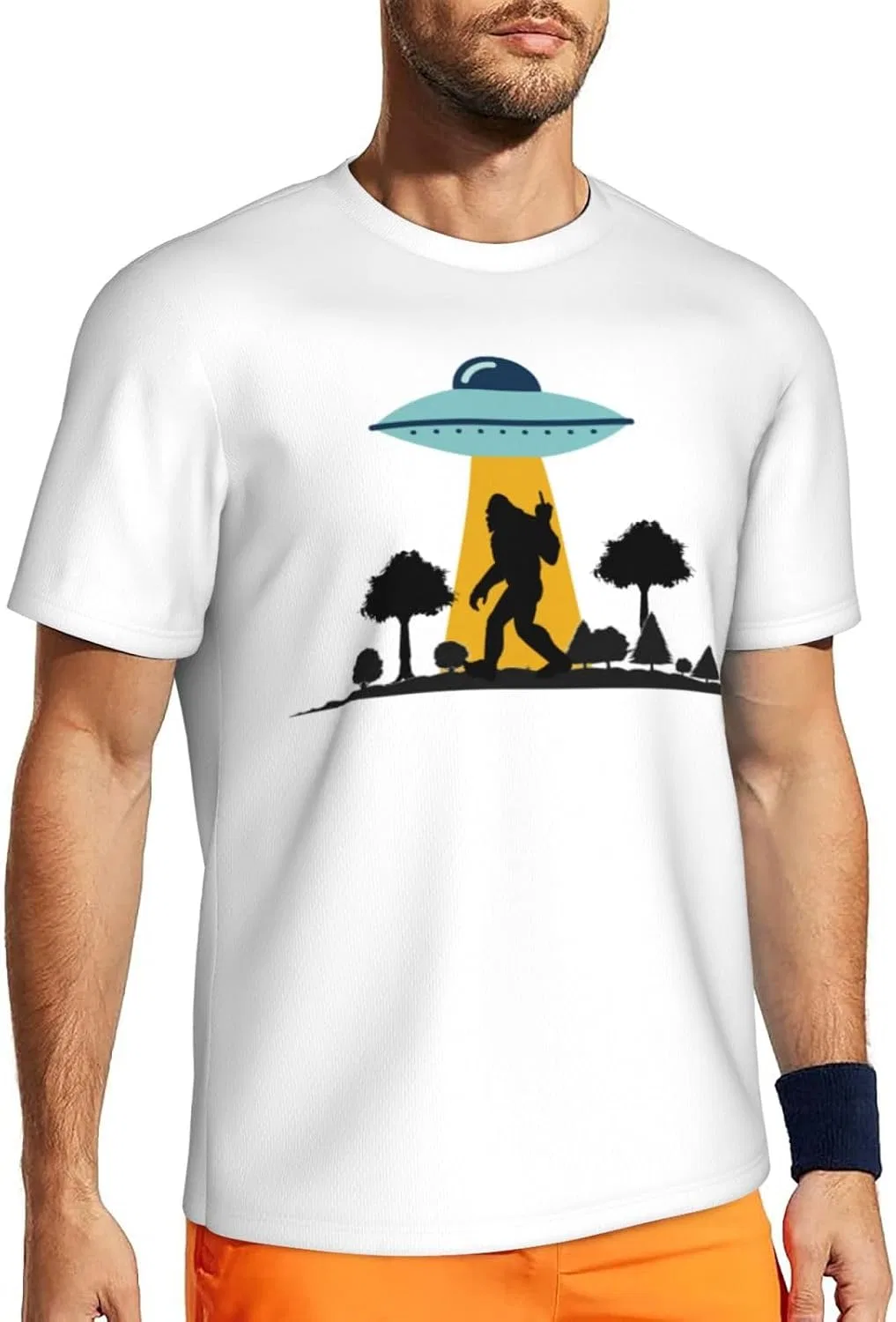 Мужская быстросохнущая футболка из сетки, Sasquatch UFO Bigfoot — фото 4