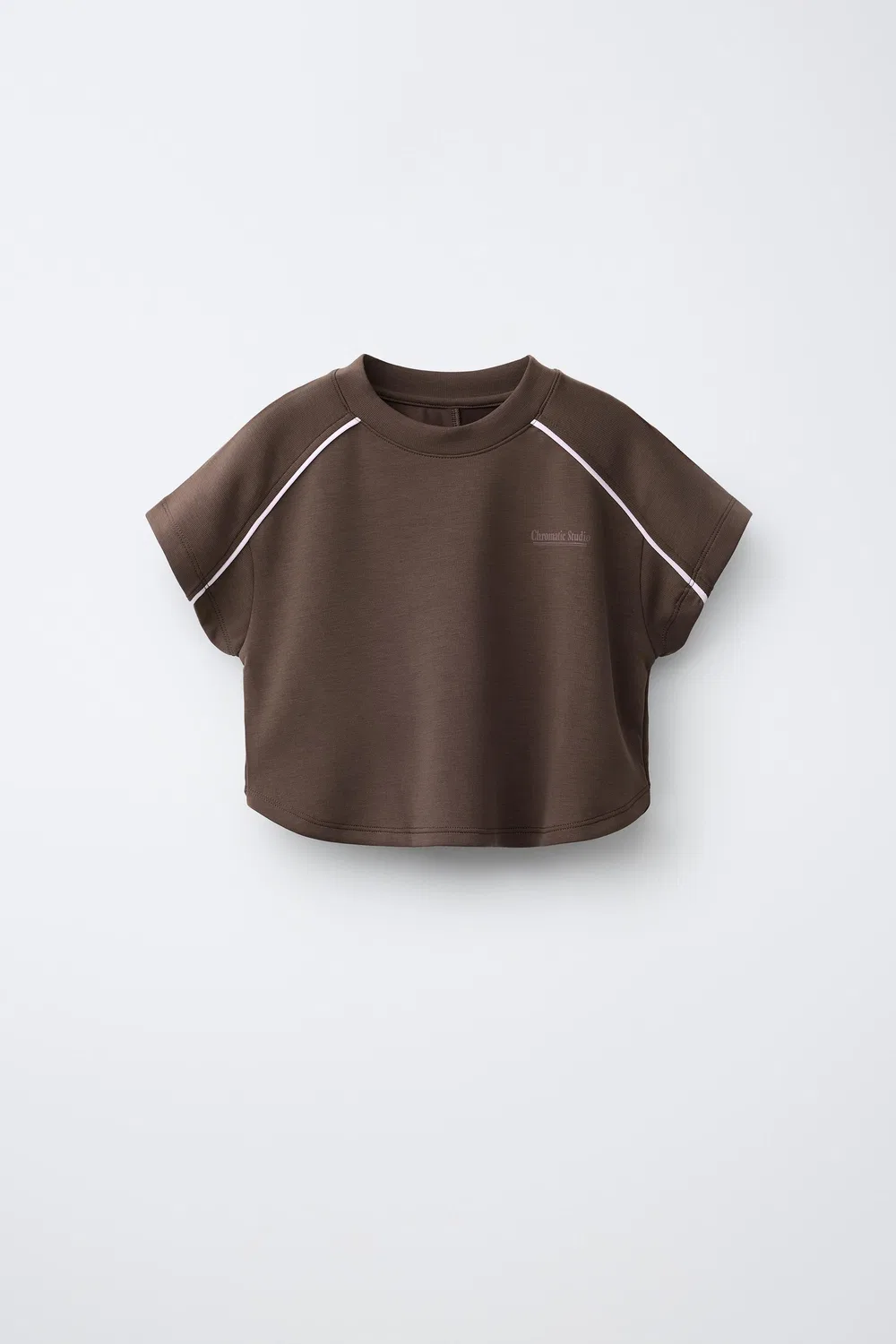 Футболка с контрастной отделкой и модальной вставкой ZARA, Brown