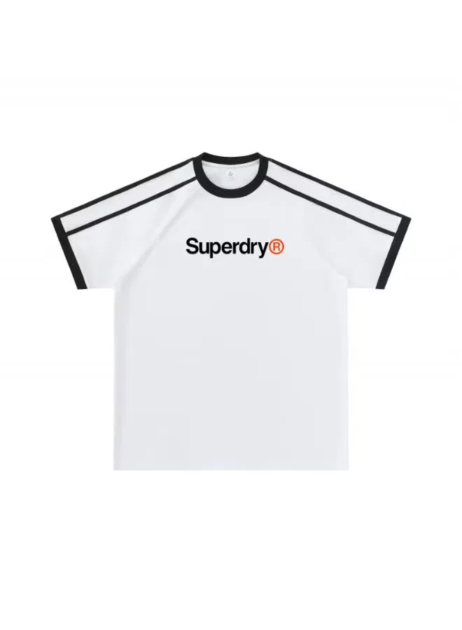 Superdry Футболка с принтом и полосами на плечах, белый — фото 4