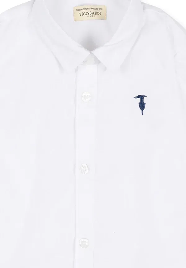 Рубашка из хлопка Camicie Tru Trussardi Junior, белый — фото 3
