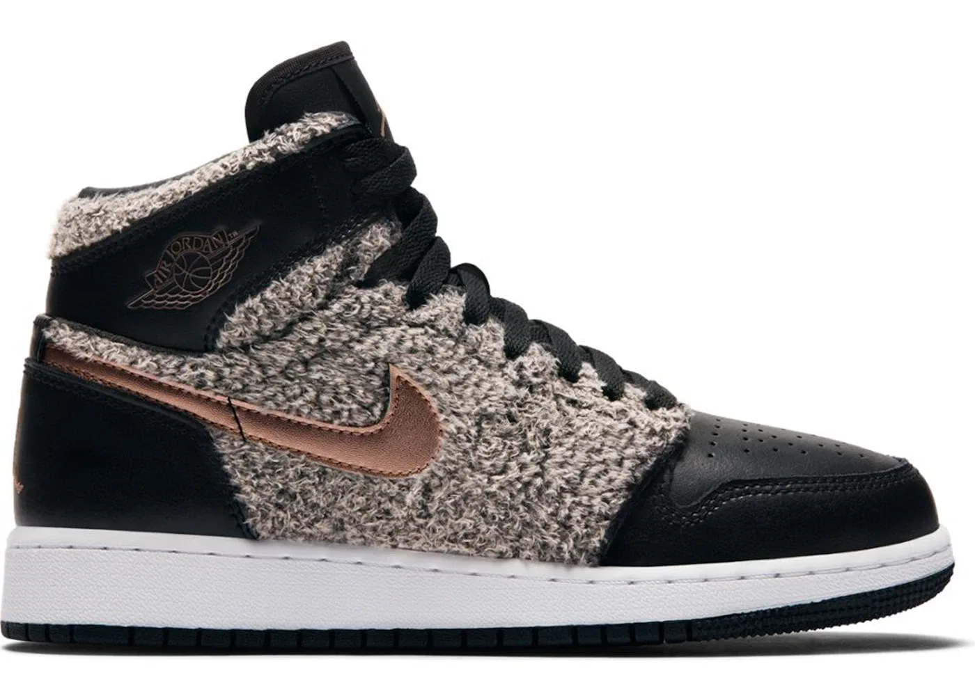 Детские кроссовки Lifestyle Jordan 1 Retro High Jordan, Black/Metallic Red Bronze-White