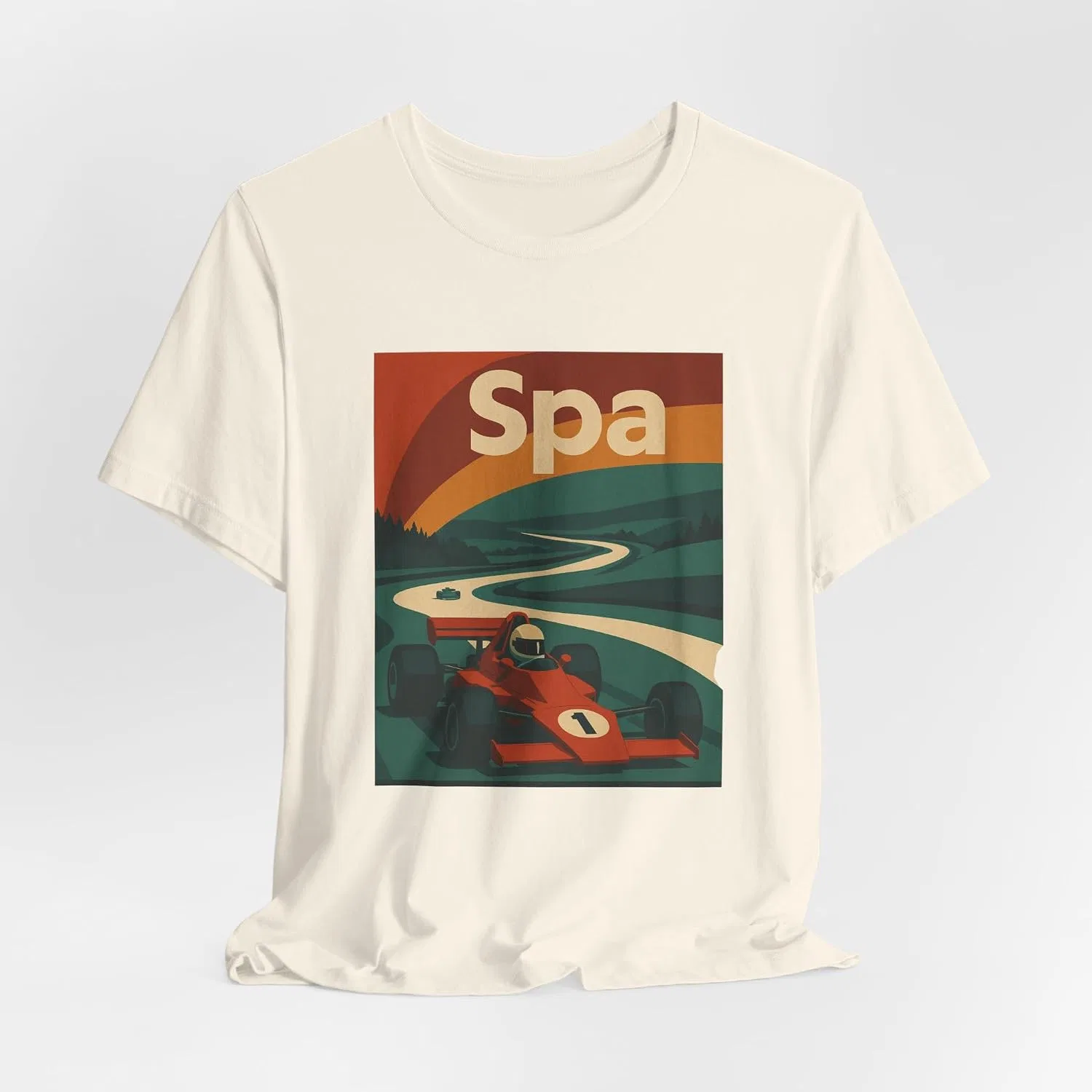 Мужская футболка с принтом Vintage Racing Spa, натуральный — фото 4