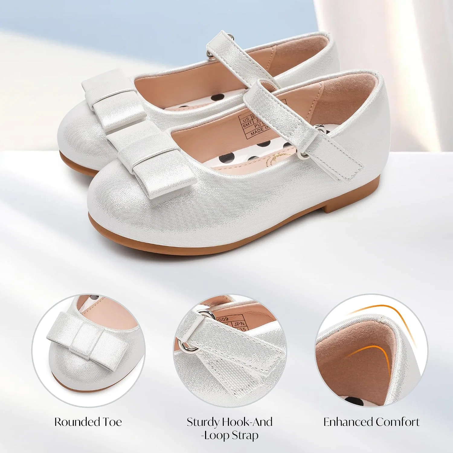 Детские туфли Мэри Джейн с бантом Stelle, Light Silver — фото 3