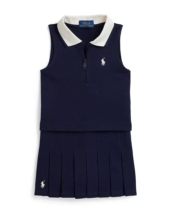 Детский комплект для девочек из стрейч-сетки Polo Ralph Lauren, темно-синий — фото 4