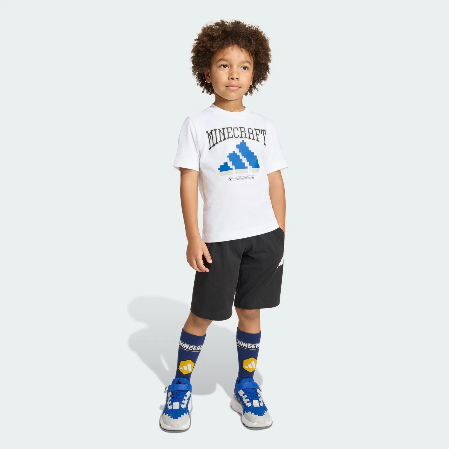 Детский комплект из футболки и шорт с принтом Minecraft Adidas, Weiss — фото 2