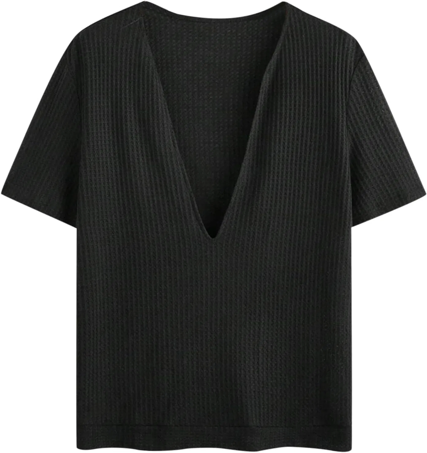 Мужская футболка с вертикальной полоской V-neck Generic, Black