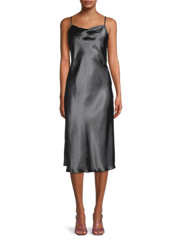 

Однотонное атласное платье-комбинация по косой Bebe Charcoal