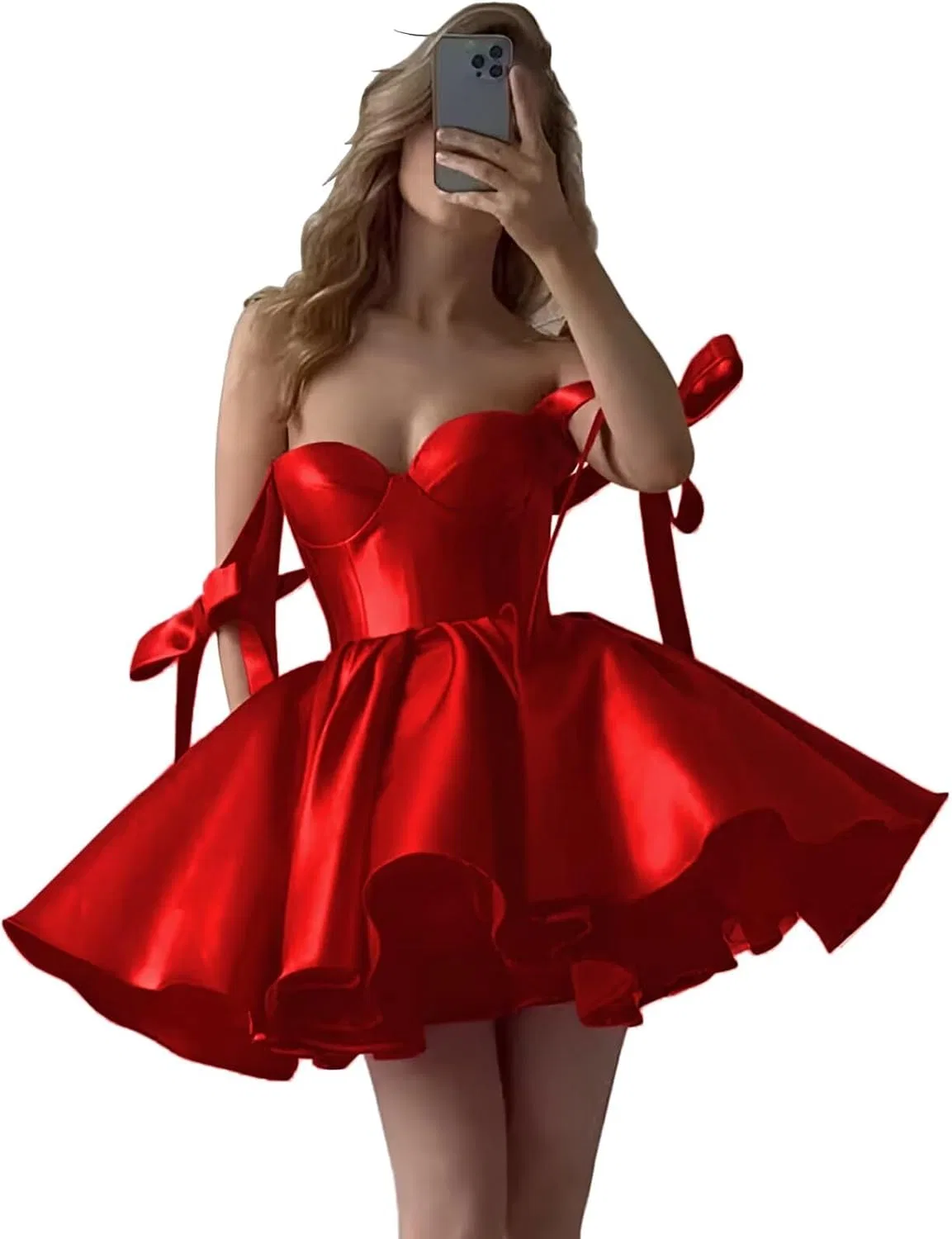 Женское коктейльное платье на бретелях с открытой спиной Satin, Red