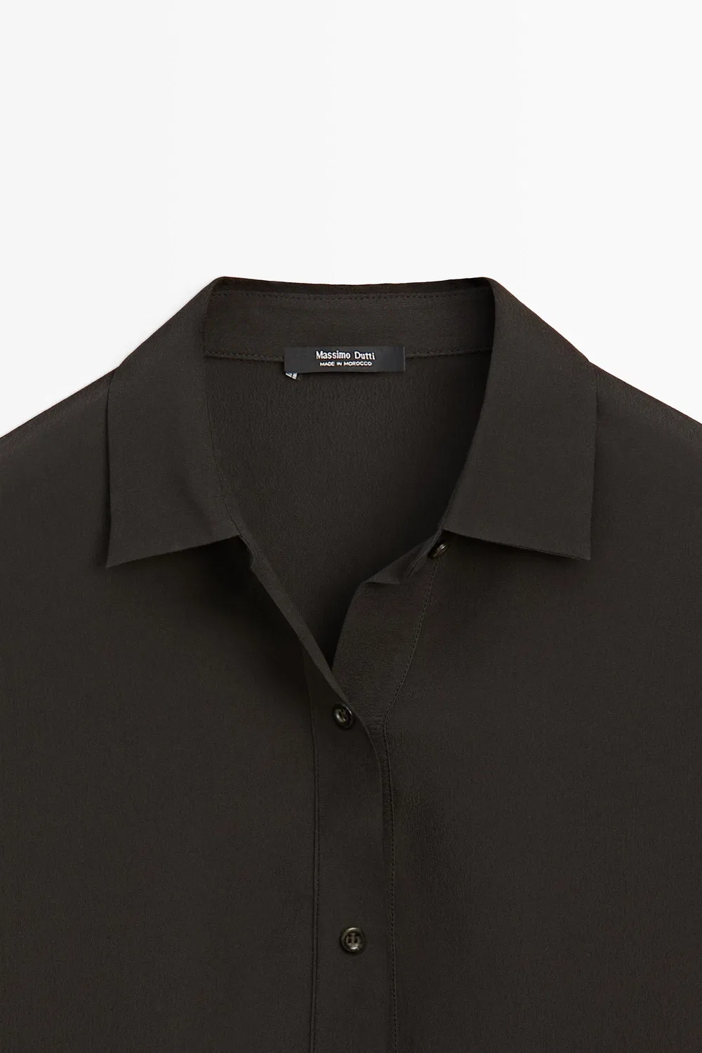 Рубашка Massimo Dutti, свободный крой, шоколадно-коричневый — фото 4
