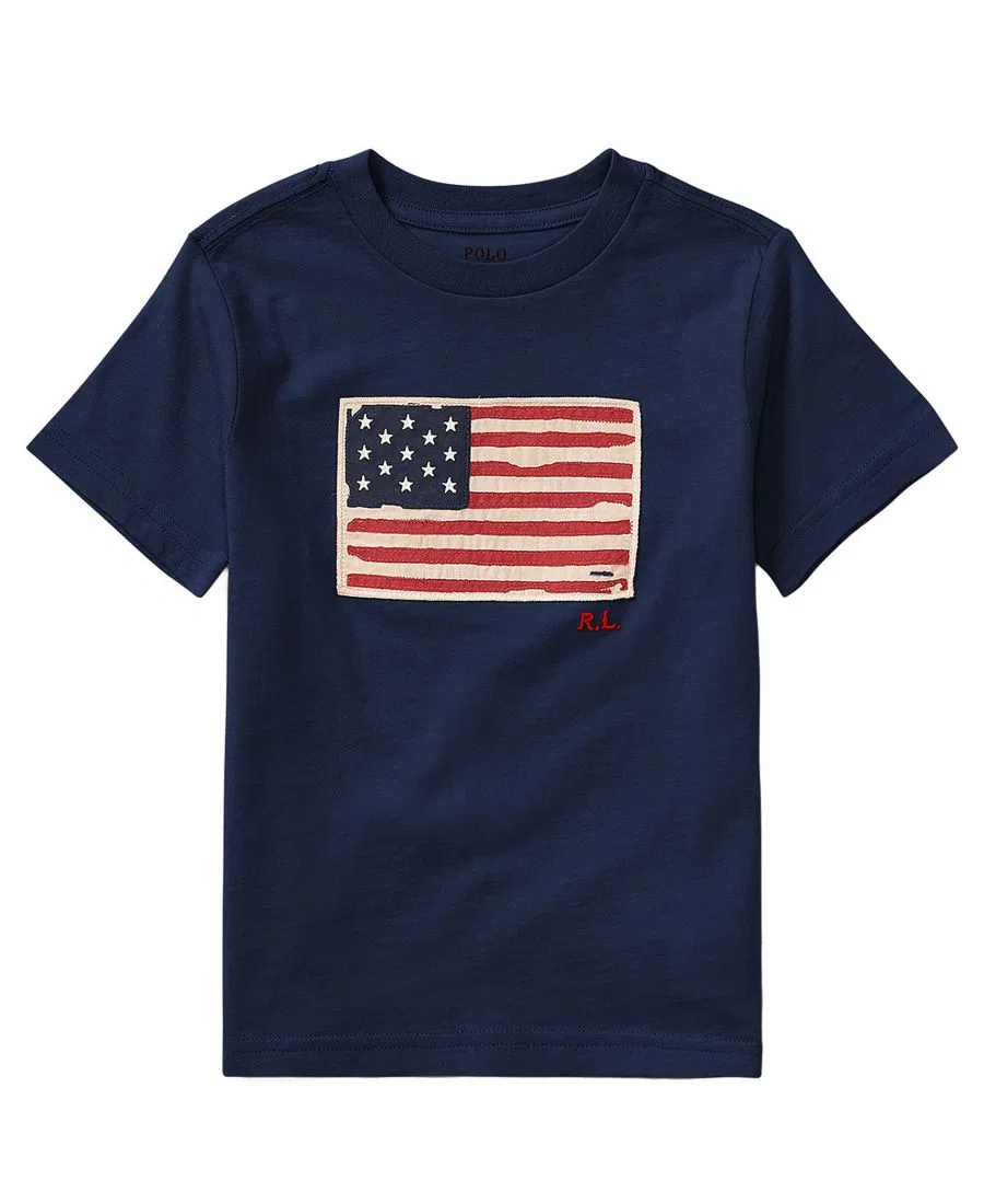 Футболка хлопковая с принтом Flag Cotton Jersey T-Shirt Polo Ralph Lauren, Cruise Navy — фото 4