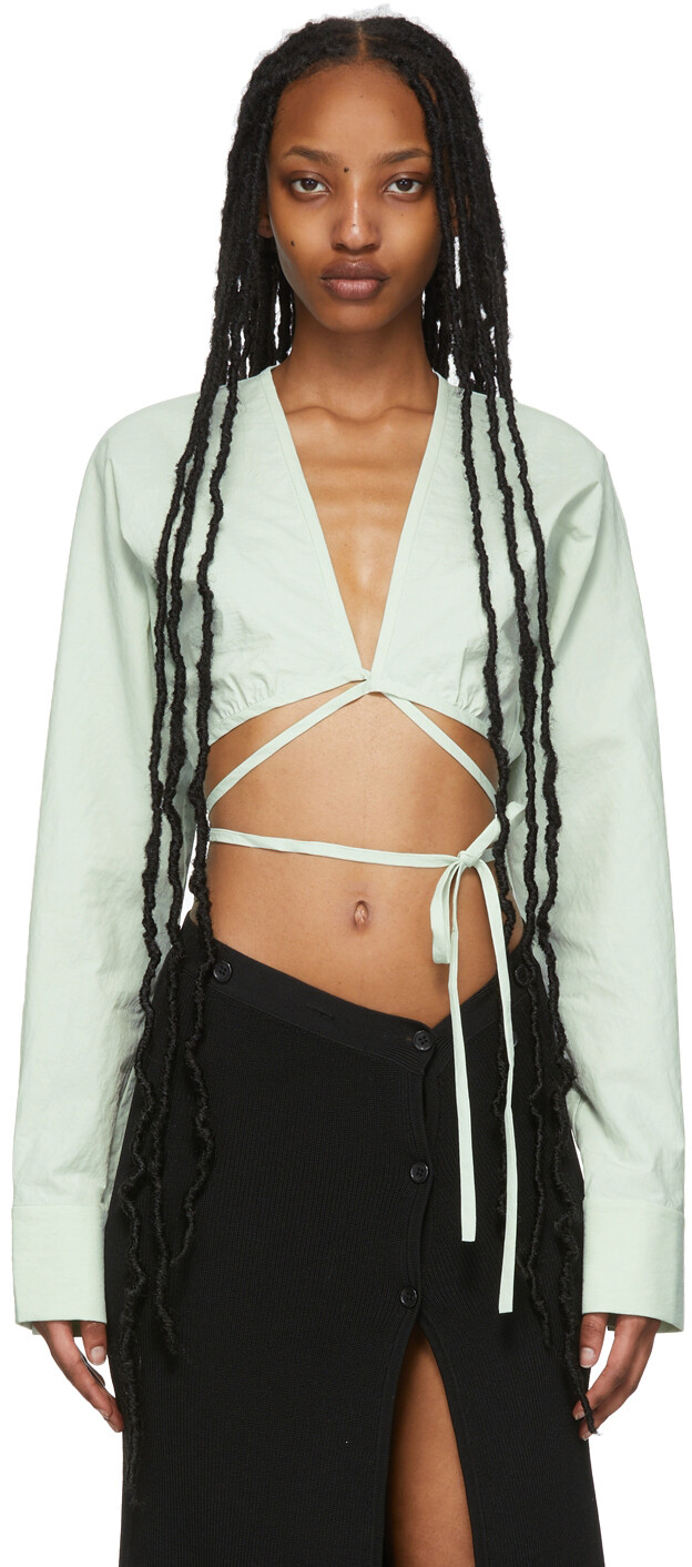 

Зеленая укороченная рубашка Magyar Christopher Esber, Зеленый, Зеленая укороченная рубашка Magyar Christopher Esber