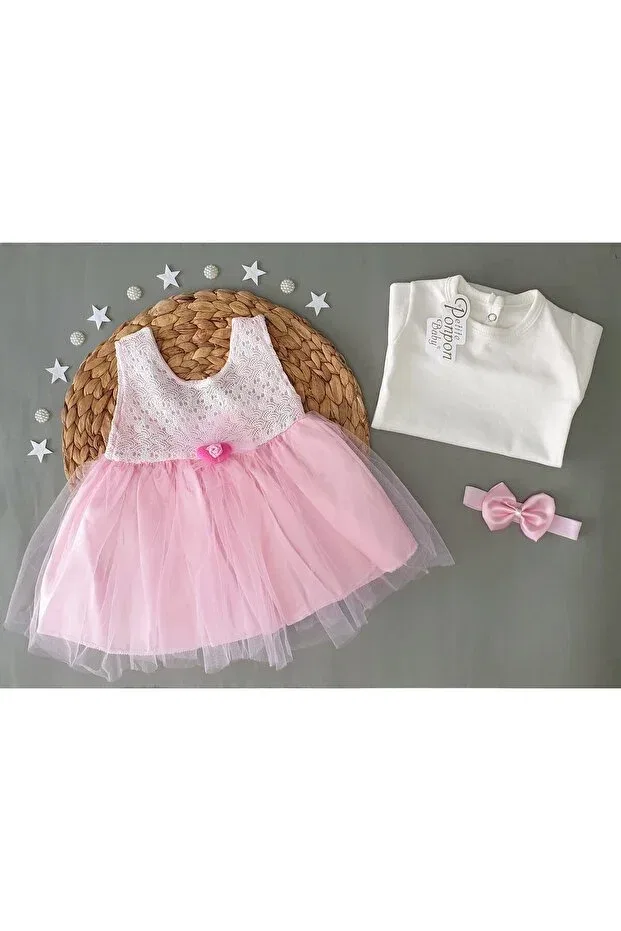 Детское платье для девочек без рукавов Petite Ponpon Baby, Pink