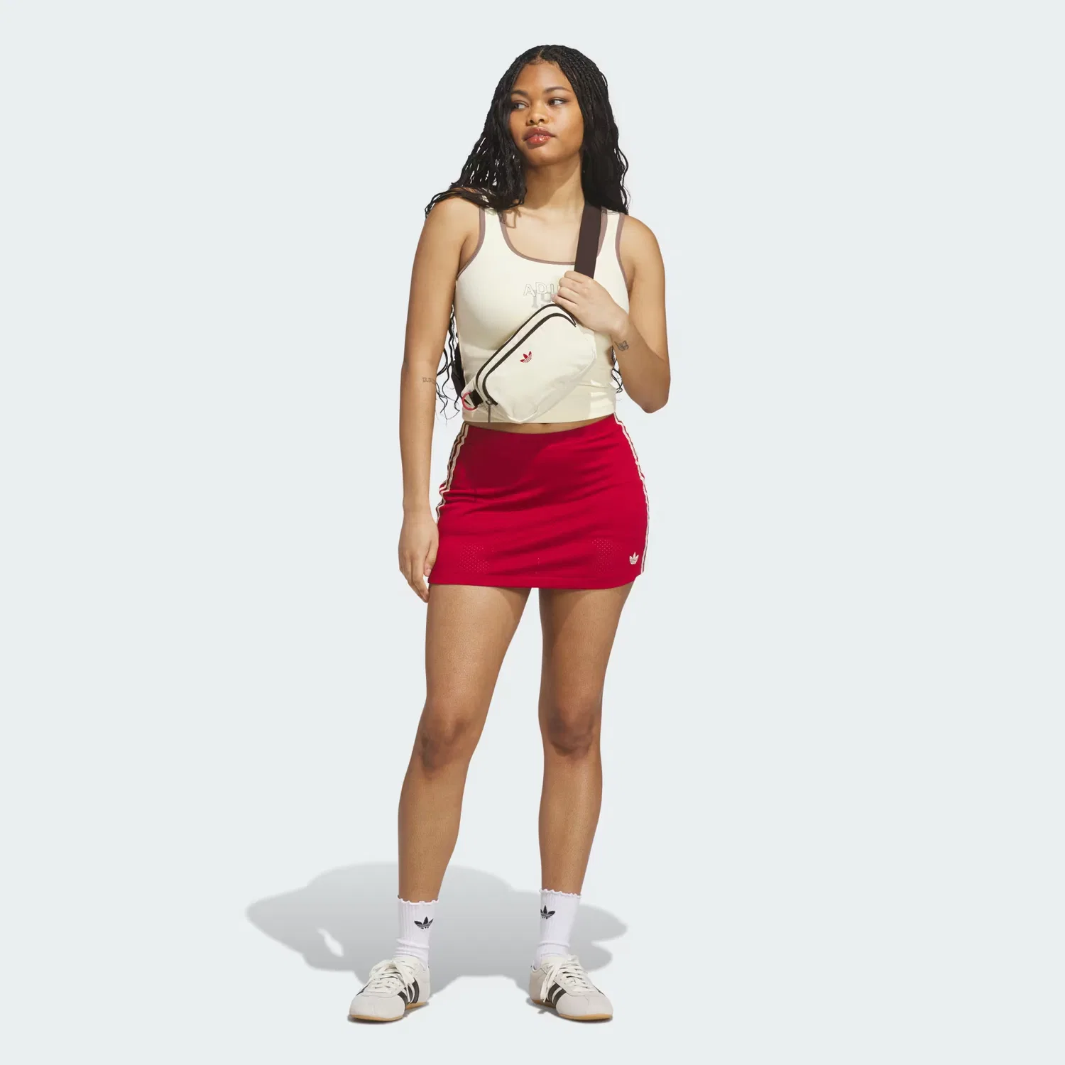 Женская юбка из сетки с внутренними шортами Adidas Originals, Team Victory Red — фото 3