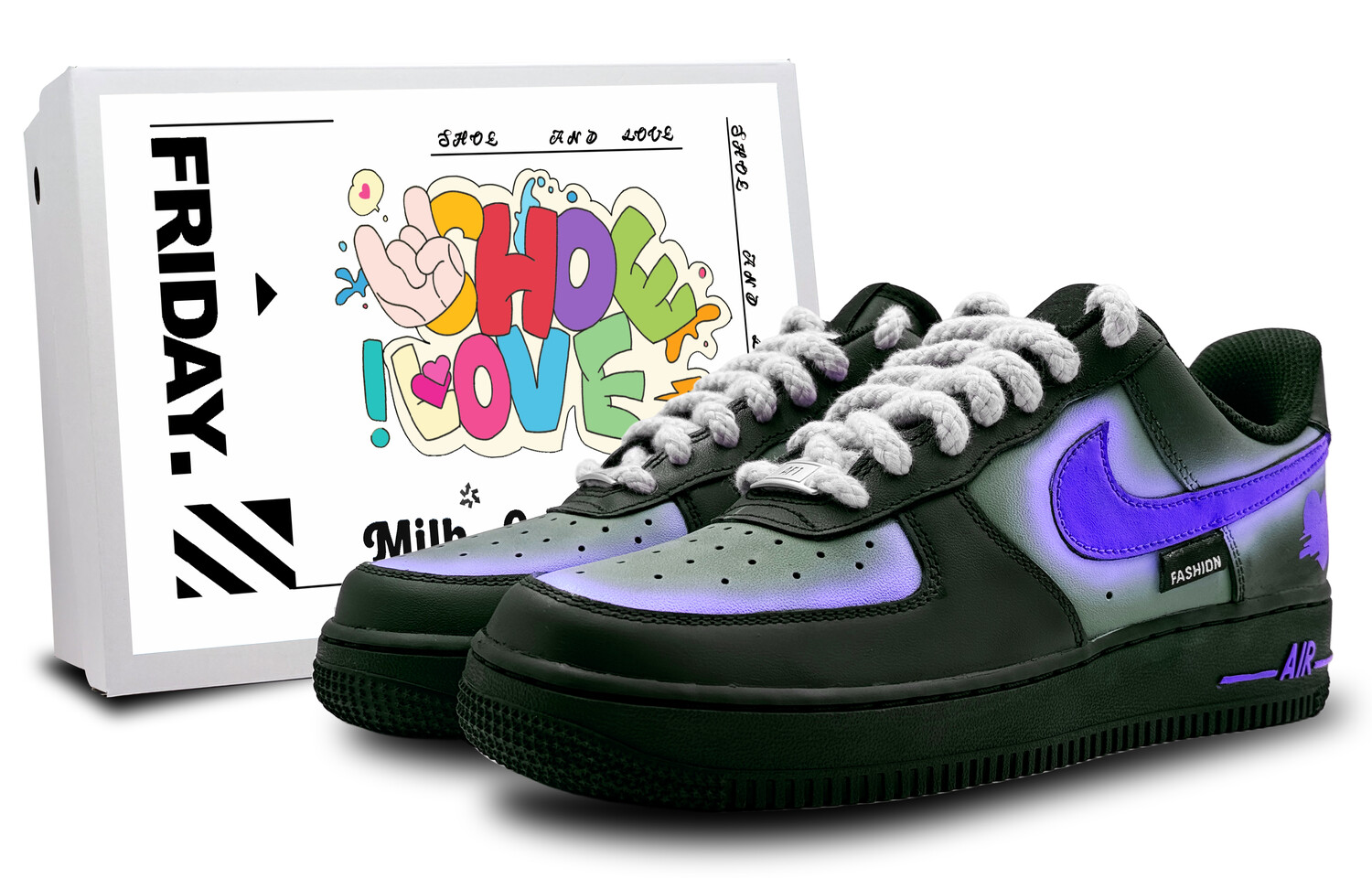 

Кроссовки Nike Air Force 1 Skateboarding Shoes Men Low-top Black, синий