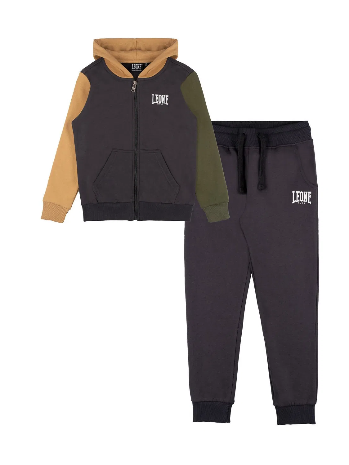 Детский спортивный костюм с капюшоном Color Block Leone 1947 Apparel, Grau