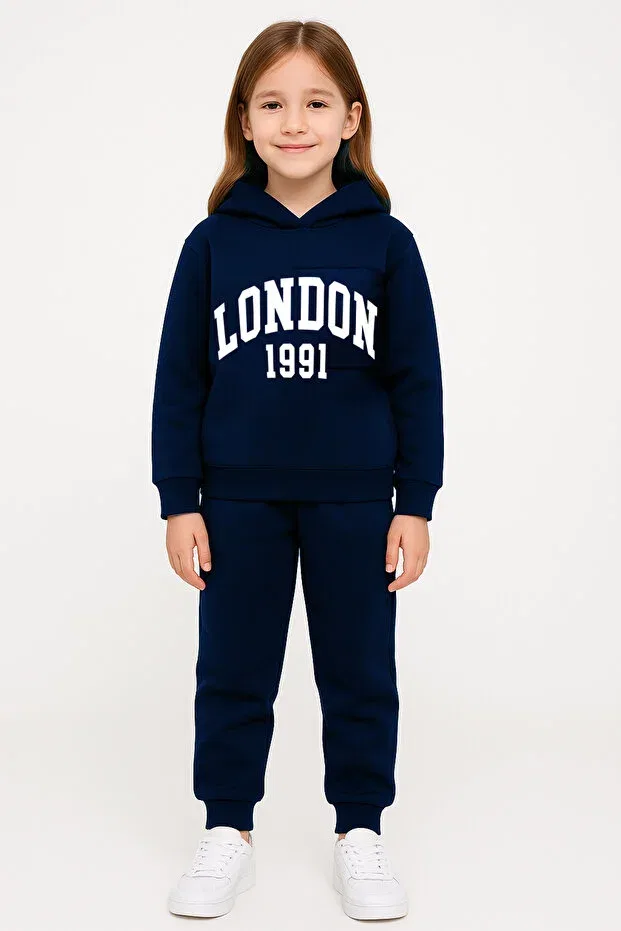 Детский спортивный костюм для девочек с принтом London Let'S Wear, Navy Blue