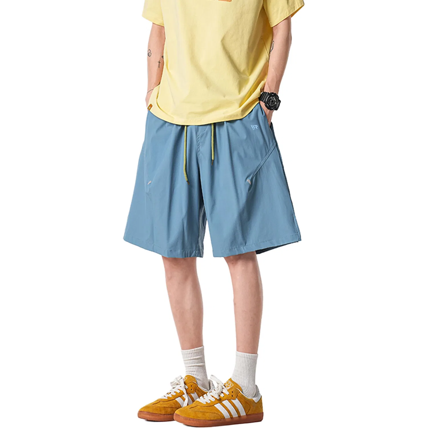 Детские шорты свободного кроя с принтом, Casual Shorts, WARRIOR, Light Gray White (DIY Badge) — фото 4