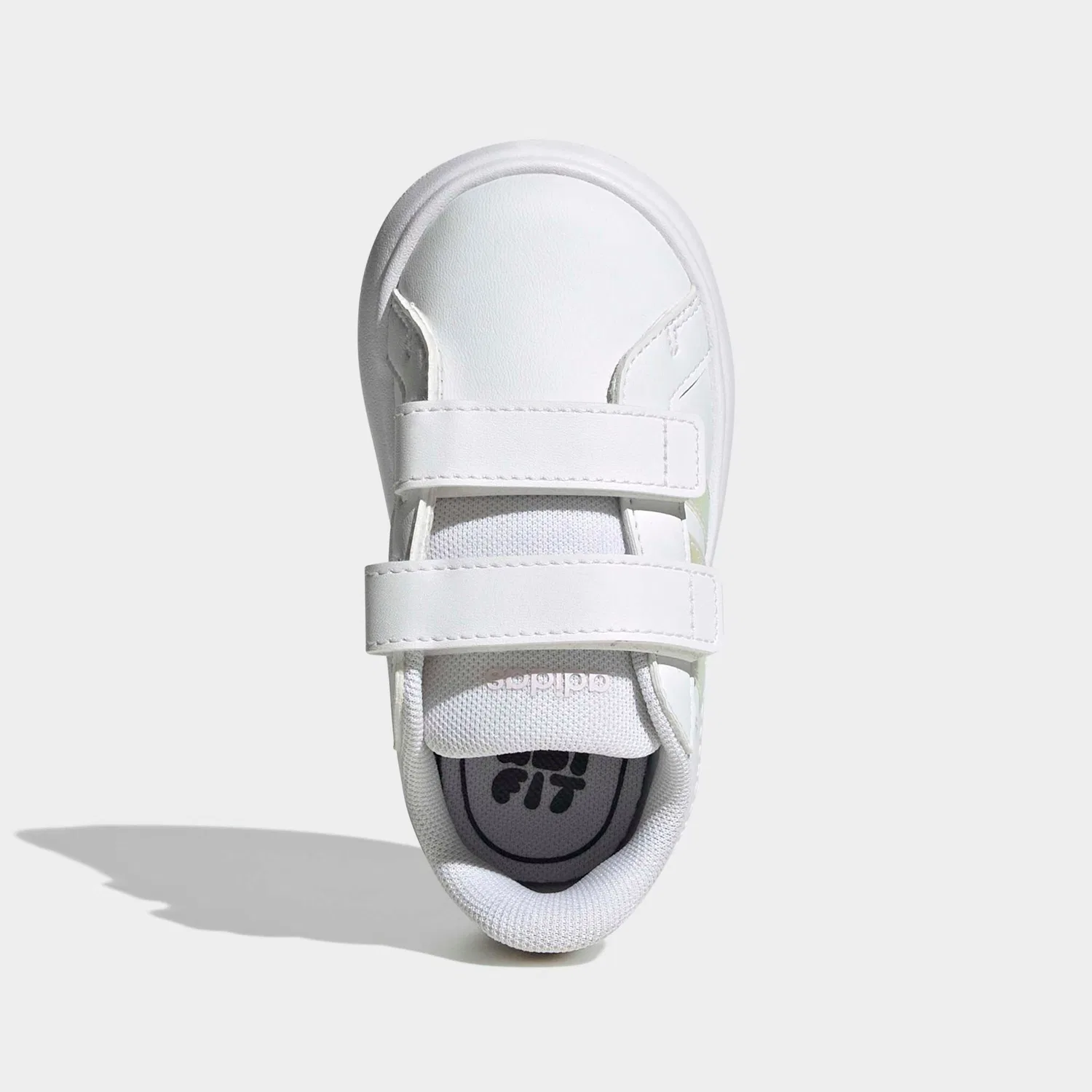 Детские кроссовки на липучке Grand Court 3.0 Bubble Adidas, Cloud White/Iridescent/Almost Pink — фото 4