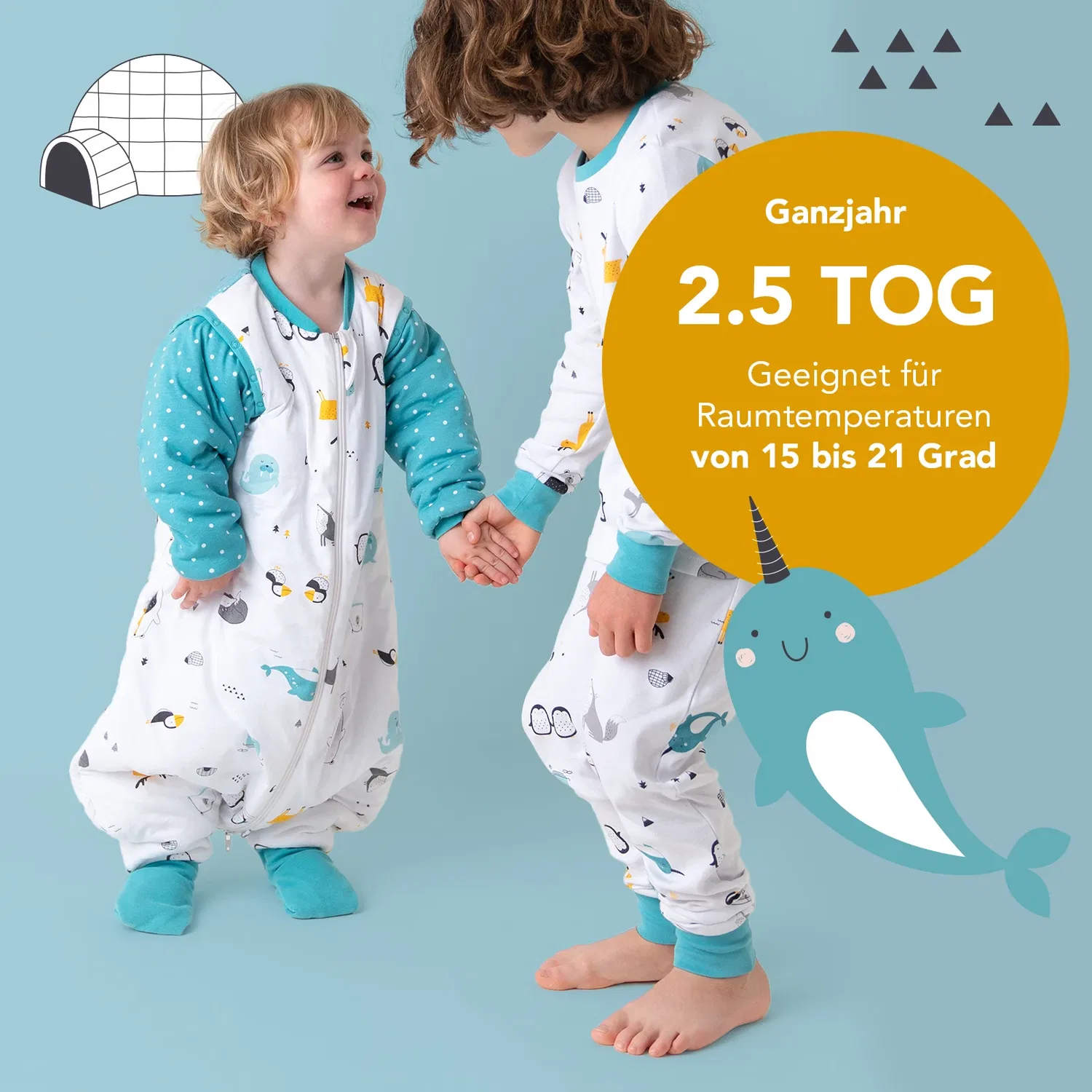 Спальный мешок с ножками и отворотами 2.5 TOG Schlummersack, бирюзовый — фото 4