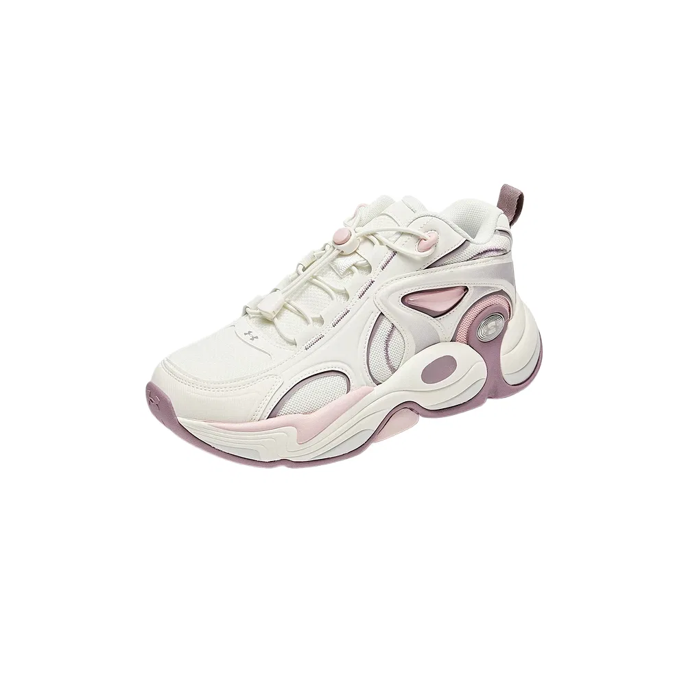 Кроссовки на низком ходу из экокожи и текстиля Under Armour, White/Pink — фото 3