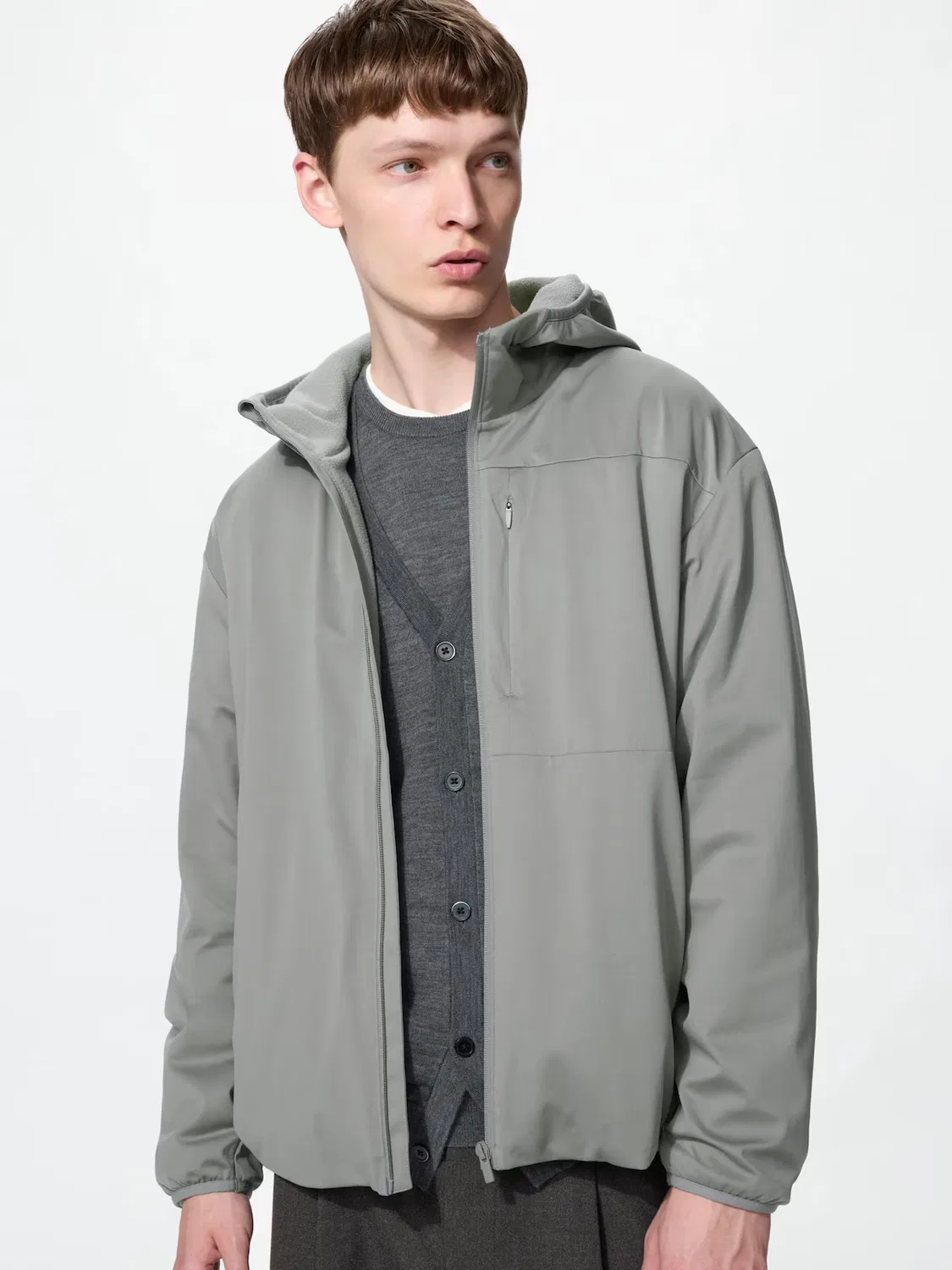 Парка Uniqlo, ветрозащитная, серая