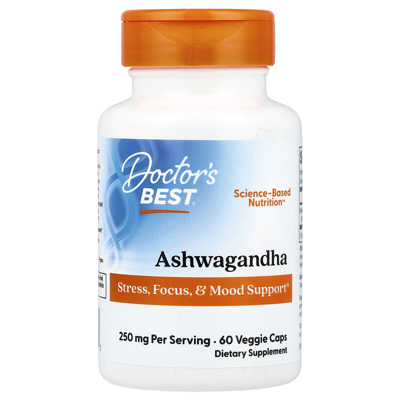 

Doctor's Best, ашваганда с Sensoril, 125 мг, 60 вегетарианских капсул