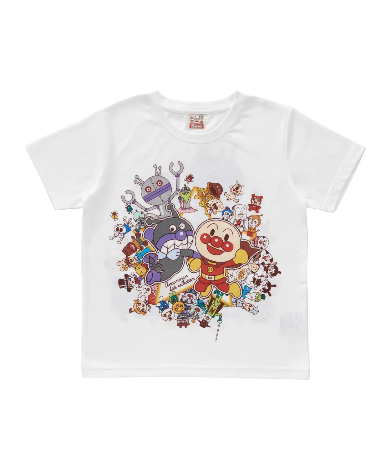Детская футболка с принтом Anpanman BAIKINMAN Minna Daishuugou T-Shirt ANPANMAN KIDS COLLECTION, Off White — фото 3