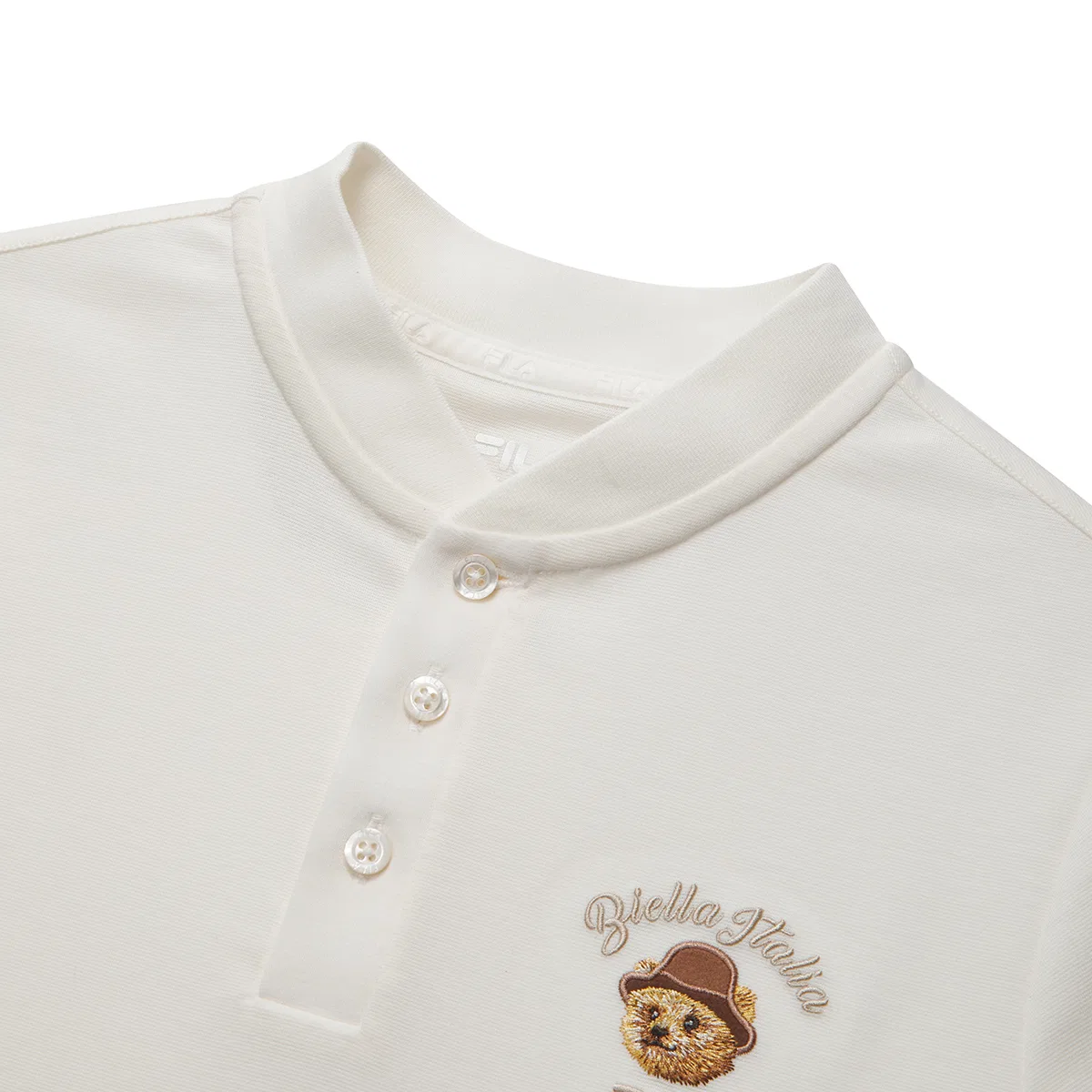 Детская футболка с воротником-стойкой FILA KIDS Henry Collar Thickened, Cloud White — фото 4