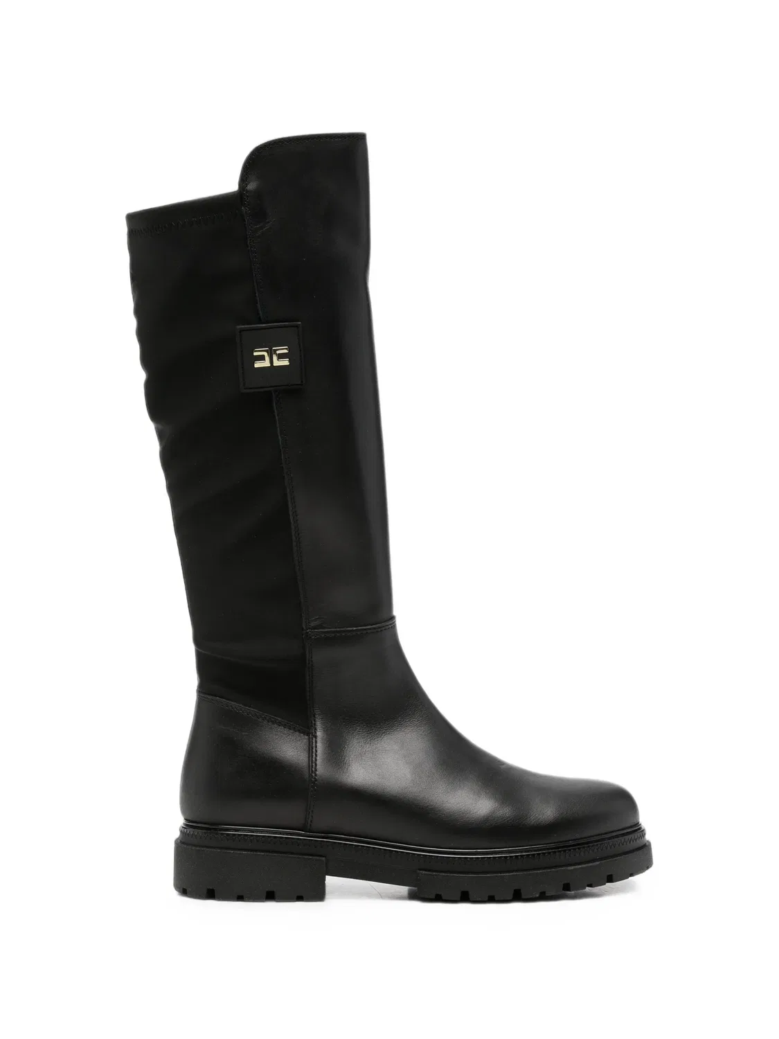 Сапоги до колена с логотипом Elisabetta Franchi Kids, черный