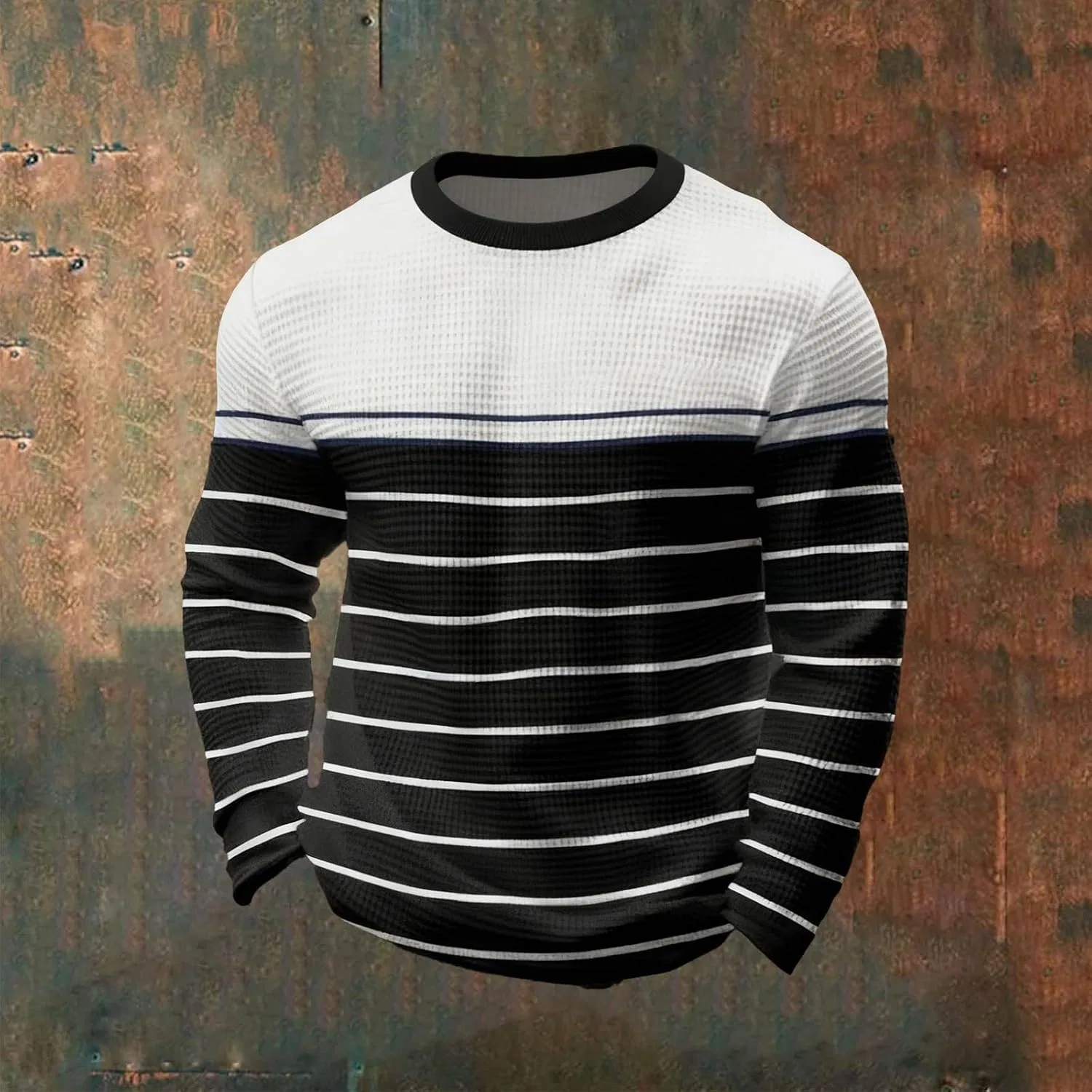 Мужская футболка с цветными блоками и полосками, Regular Fit, Black — фото 2