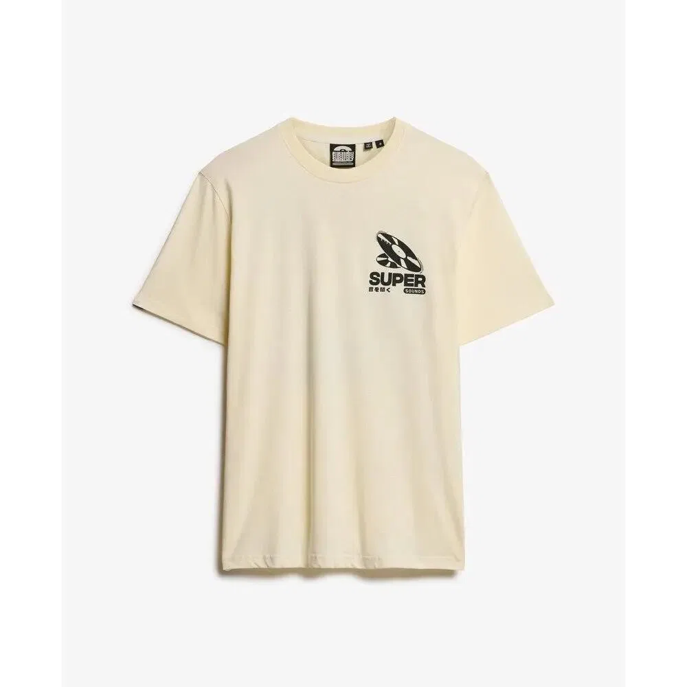 Мужская футболка с принтом Record Label Superdry, Beige Cremefarben