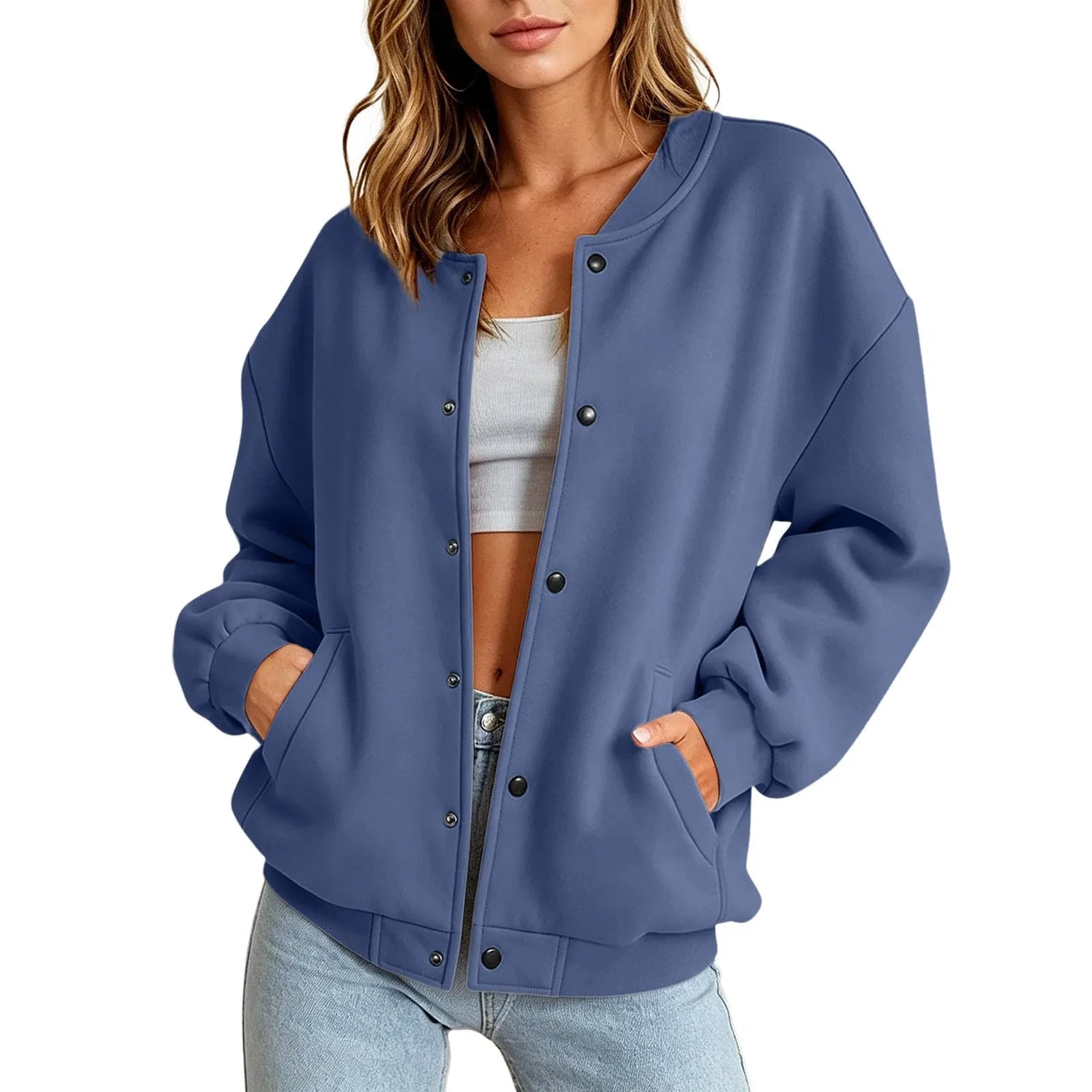 Женское пальто oversize с длинным рукавом, Blu