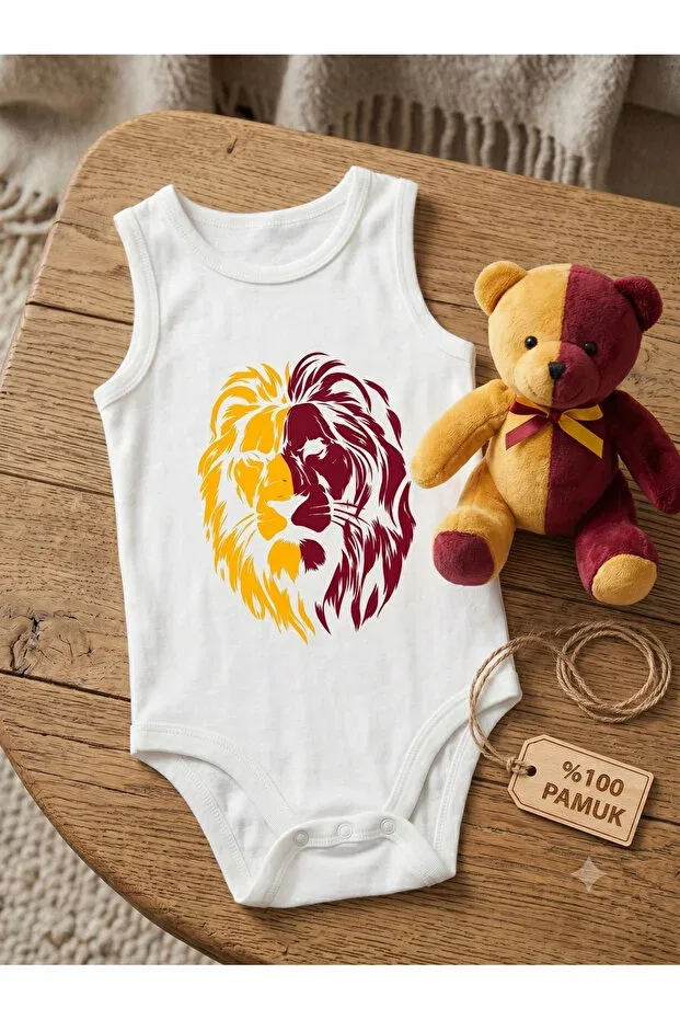 Детское боди для новорожденных с принтом Aslan ruhlu red yellow fan Hazden, White