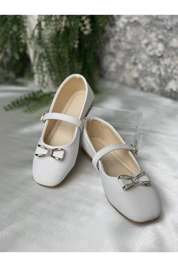 Детские балетки для девочек с бантом, Shoes, White — фото 3