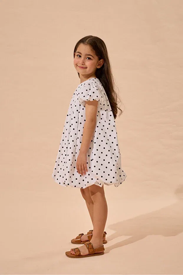 Детское платье для девочек с принтом Fahhar Kids, Black Polka Dot — фото 2